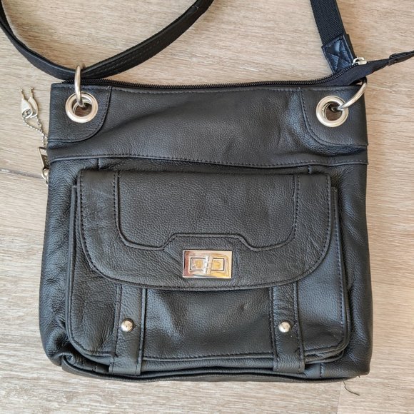 Handbags - Concealed Carry Purse Cross Body Black Leather